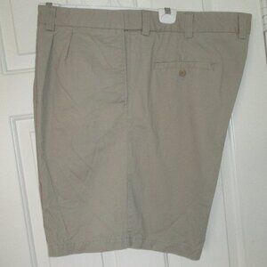 Harbor Bay Mens Flat Front Beige Cotton Expandable Waist Short Pant NWOT - 48W*
